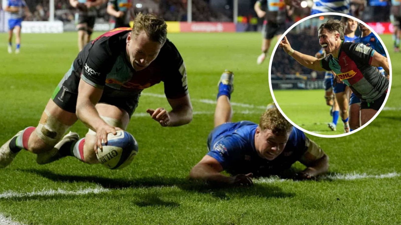 Harlequins' hat-trick heroes against the Stormers, Alex Dombrandt and Cadan Murley (inset).