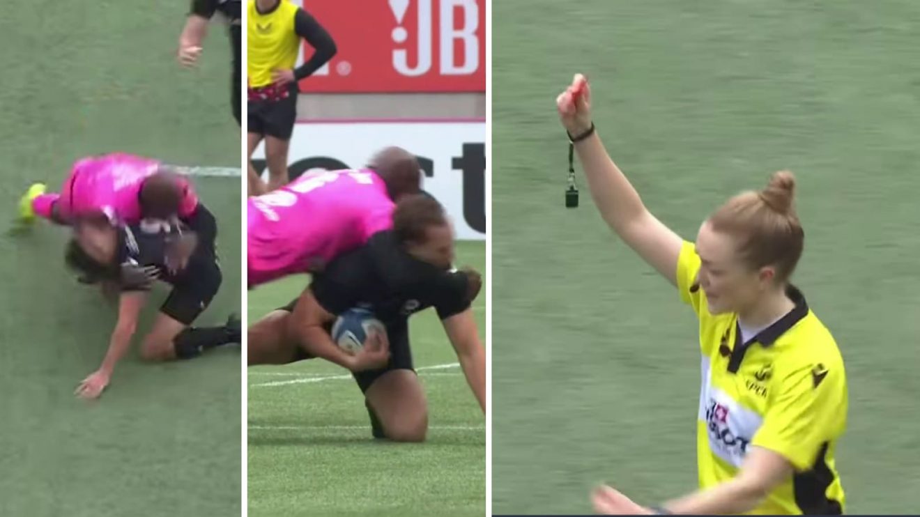 Sekou Macalou's tackle on Ivan van Zyl and Hollie Davidson.