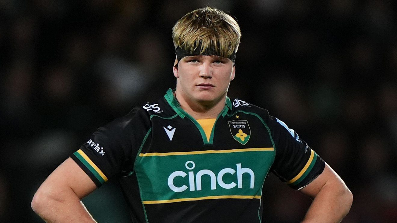 Henry Pollock in action for Northampton Saints.