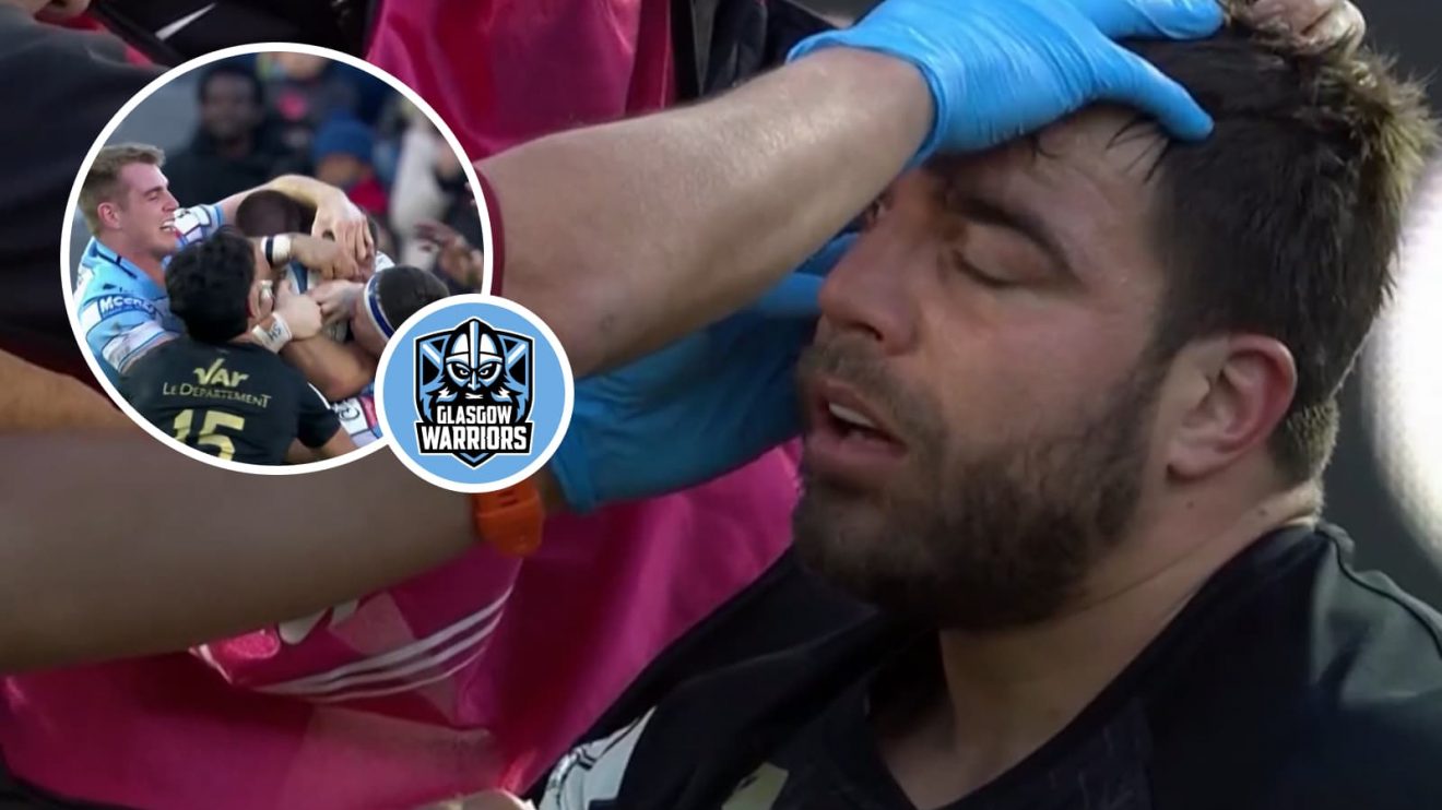 Toulon forward Facundo Isa and an insert of Stafford McDowall's alleged eye gouge.