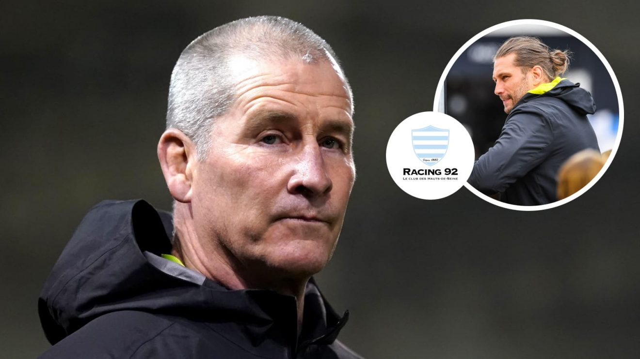 Racing 92 coach Stuart Lancaster and an insert of Dimitri Szarzewski