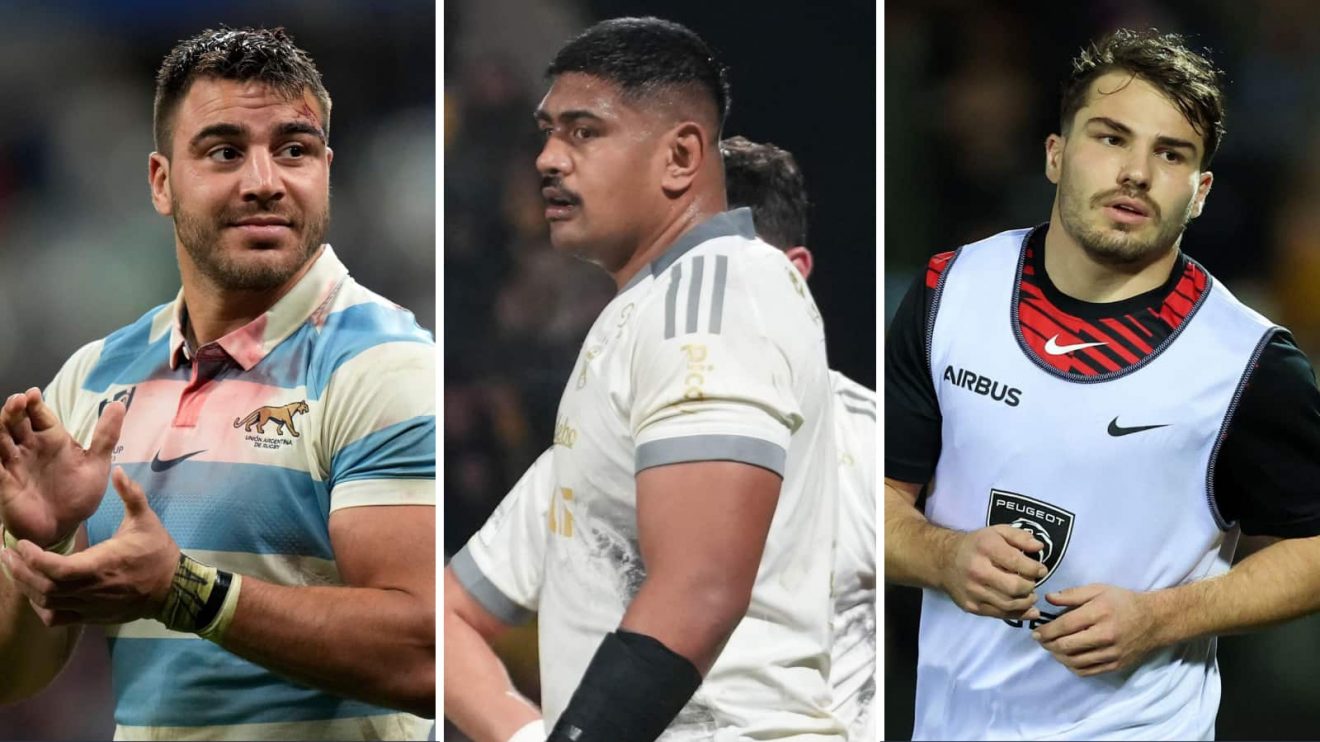 Split image of Toulon's Facundo Isa, La Rochelle's Will Skelton and Toulouse's Antoine Dupont.