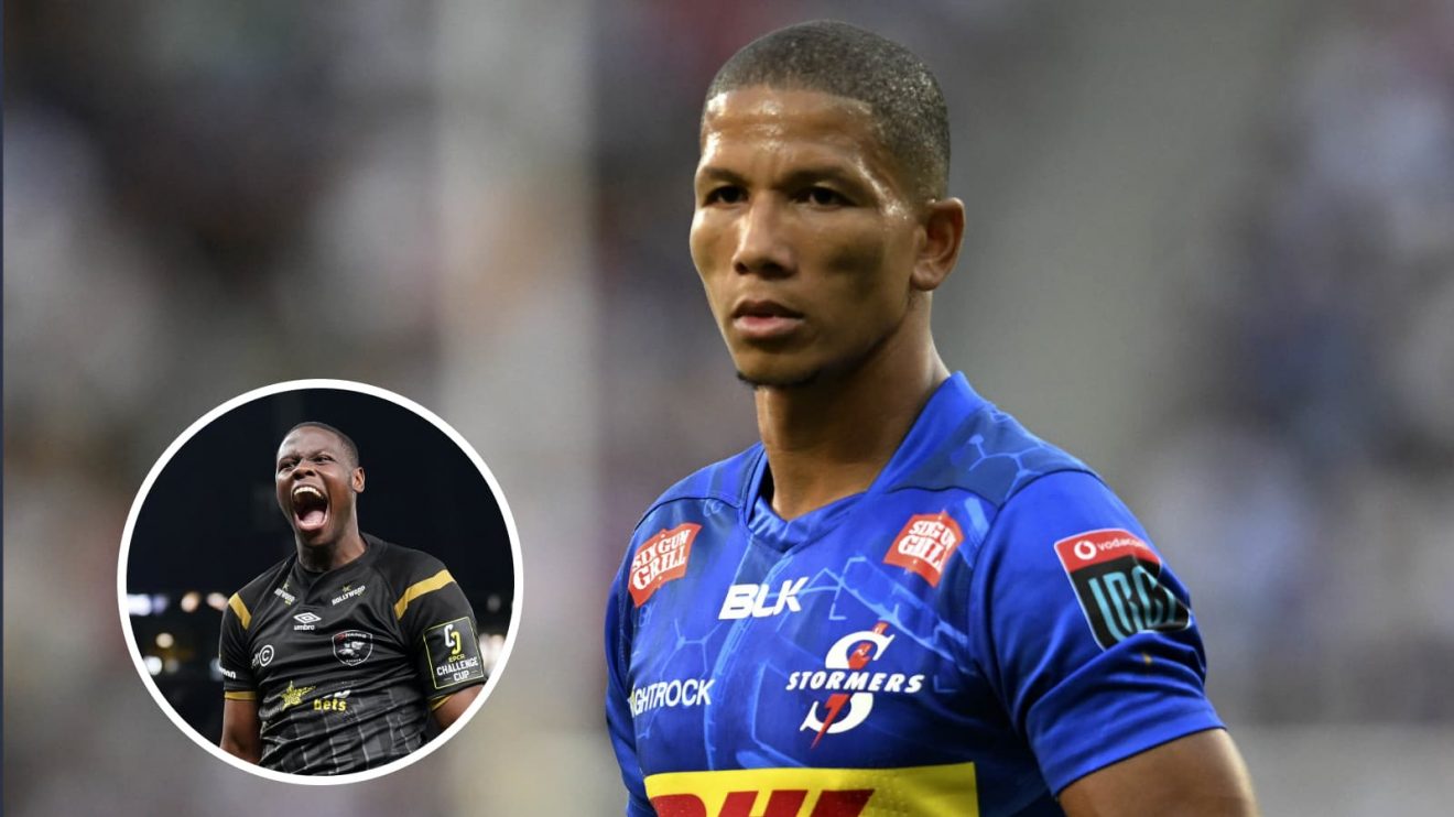 Stormers fly-half Manie and an insert of Sharks full-back Aphelele Fassi.