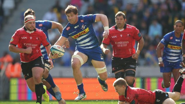 Evan Roos on the charge for the Stormers.