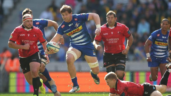 Evan Roos on the charge for the Stormers.