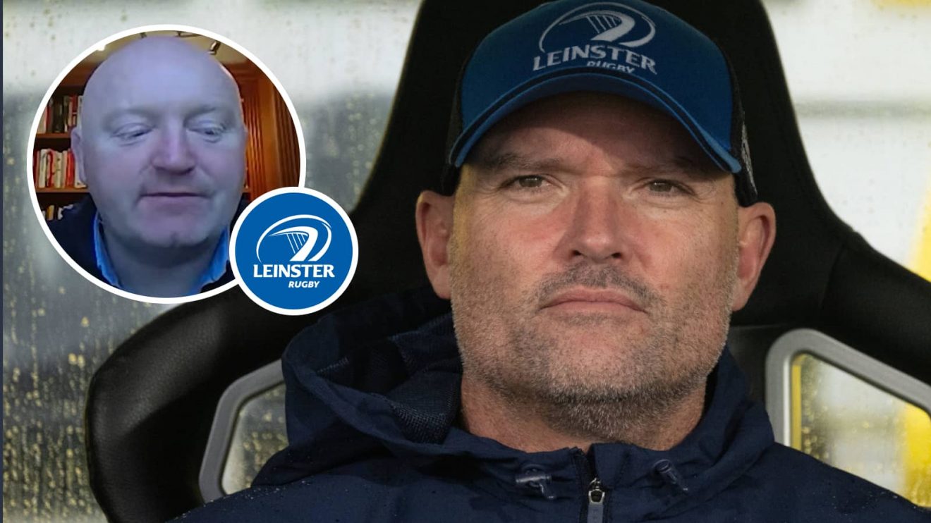 Leinster coach Jacques Nienaber and former Ireland hooker Bernard Jackman (inset).