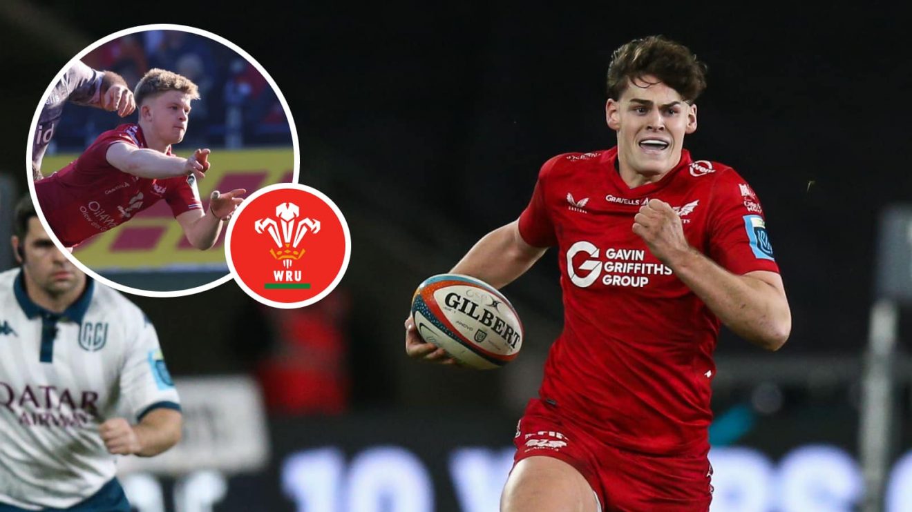 Scarlets back Eddie James and scrum-half Archie Hughes.