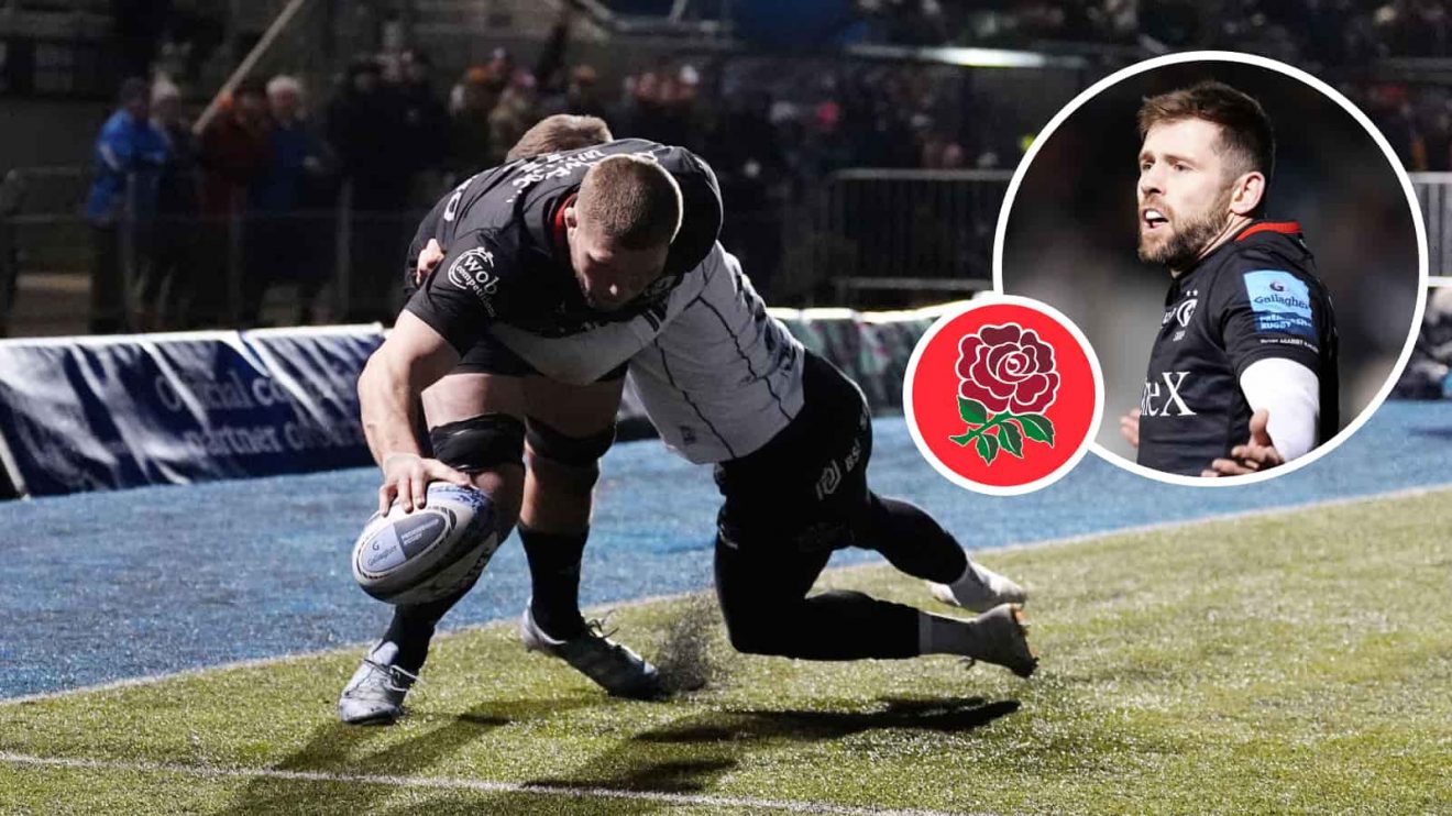 Saracens number eight Tom Willis against Bristol Bears and an insert of Elliot Daly.