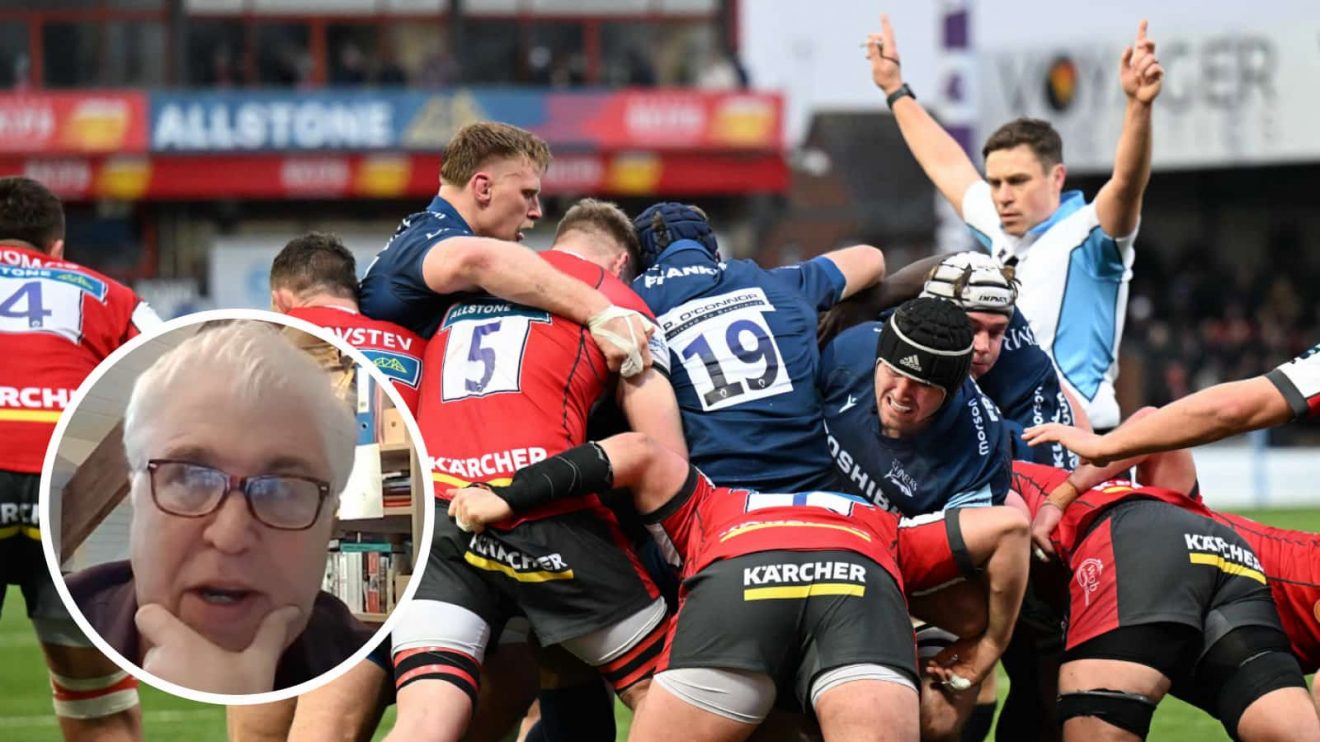 Gloucester taking on Sale Sharks in the Premiership and former Bath star Stuart Barnes (inset).