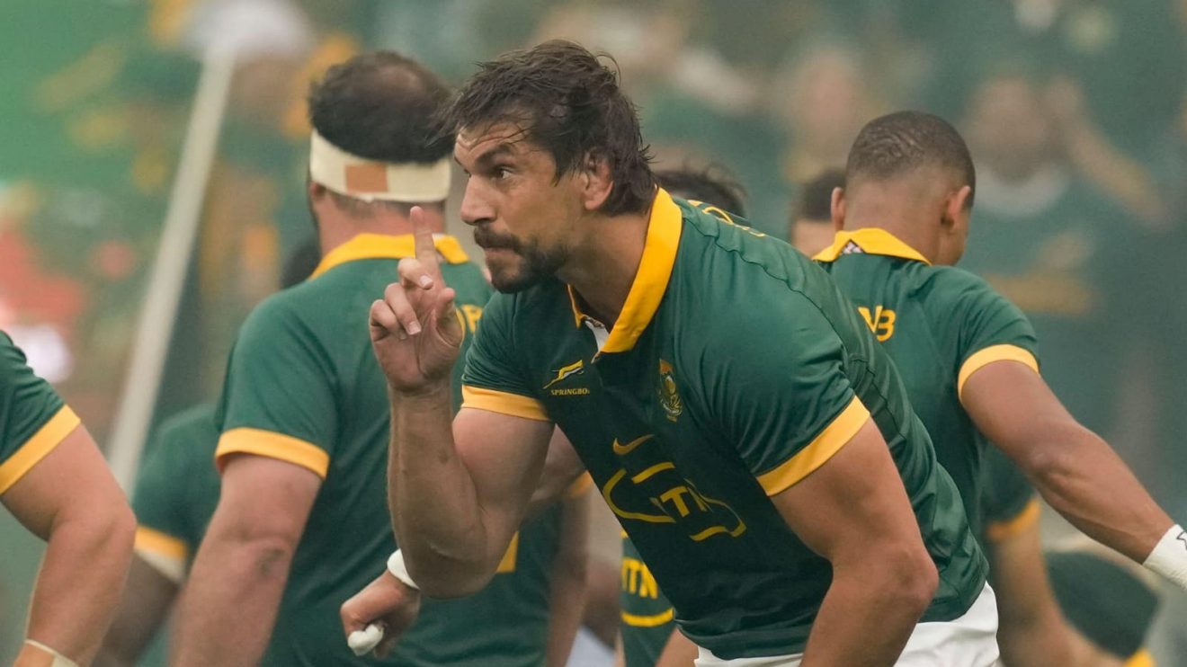 South Africa's Eben Etzebeth goes out on the field for a rugby championship test match against Argentina at Mbombela stadium in Nelspruit.