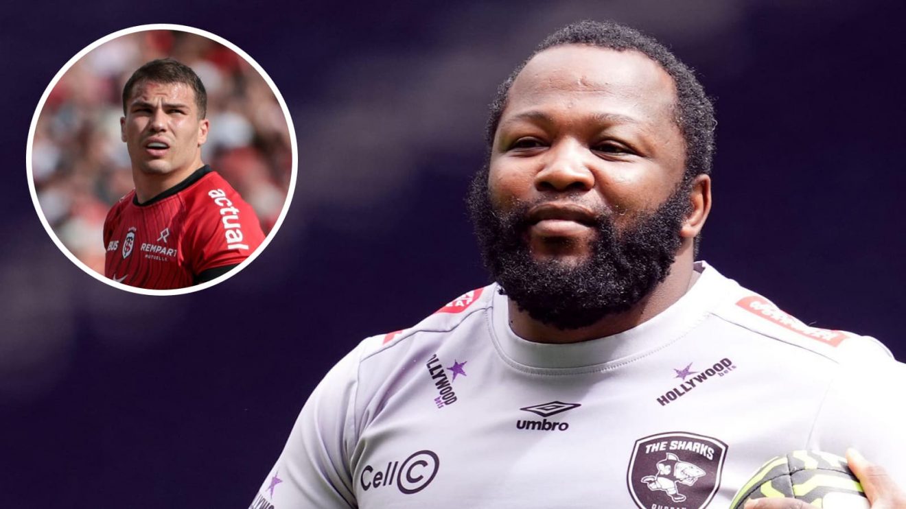 Sharks prop Ox Nche and an insert of Toulouse star Antoine Dupont.