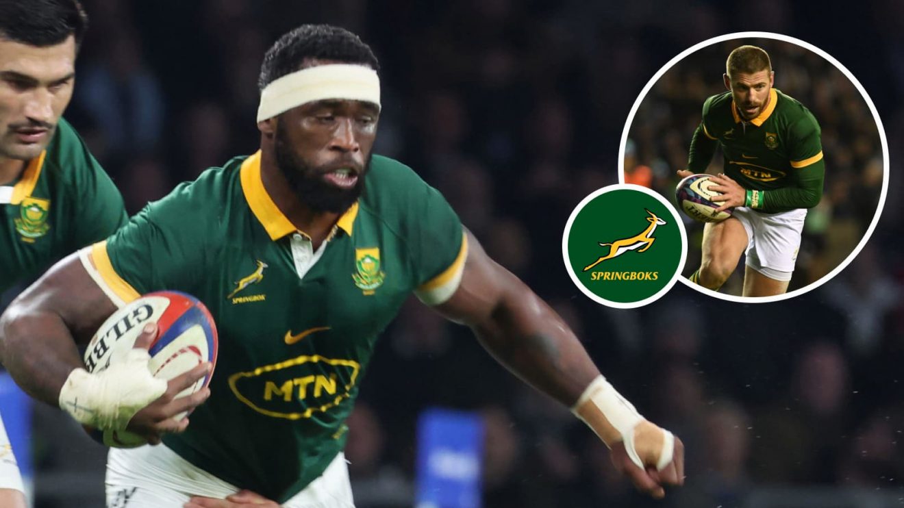 Springboks captain Siya Kolisi and playmaker Willie le Roux (inset) in action in 2024.