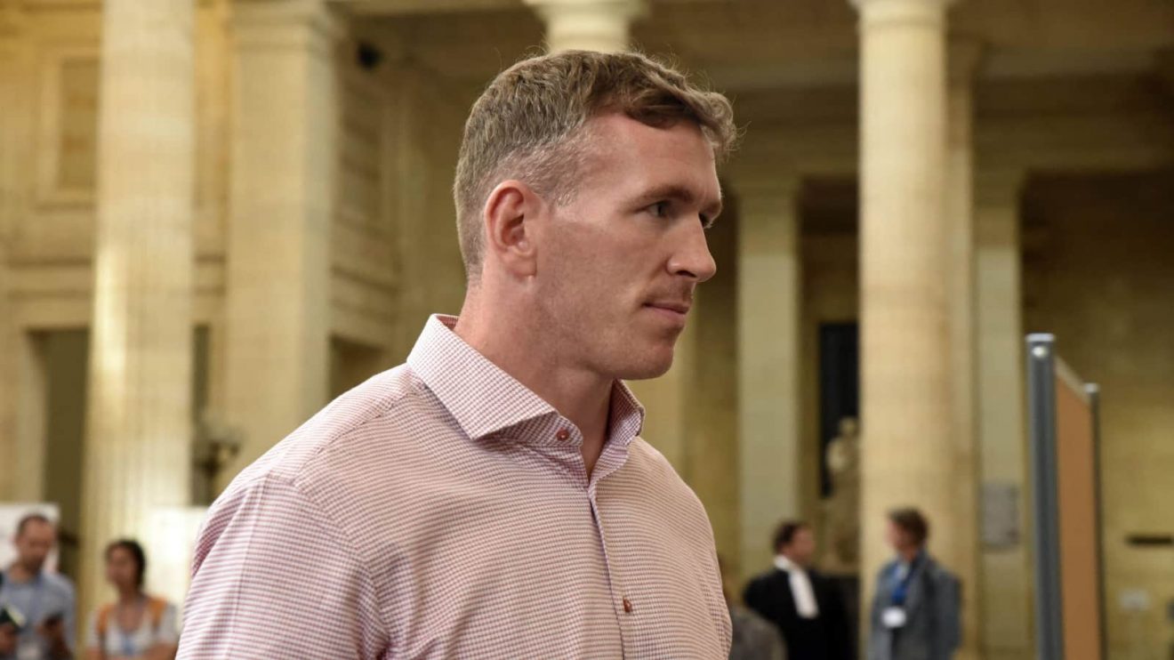Chris Farrell at the court for the gang rape trial of a student in Bordeaux, France on June 17, 2024.