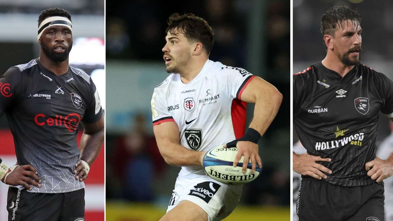 split image of Siya Kolisi, Antoine Dupont and Eben Etzebeth