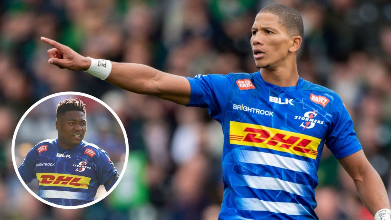 Manie Libbok and Wandisile Simelane in action for the Stormers.