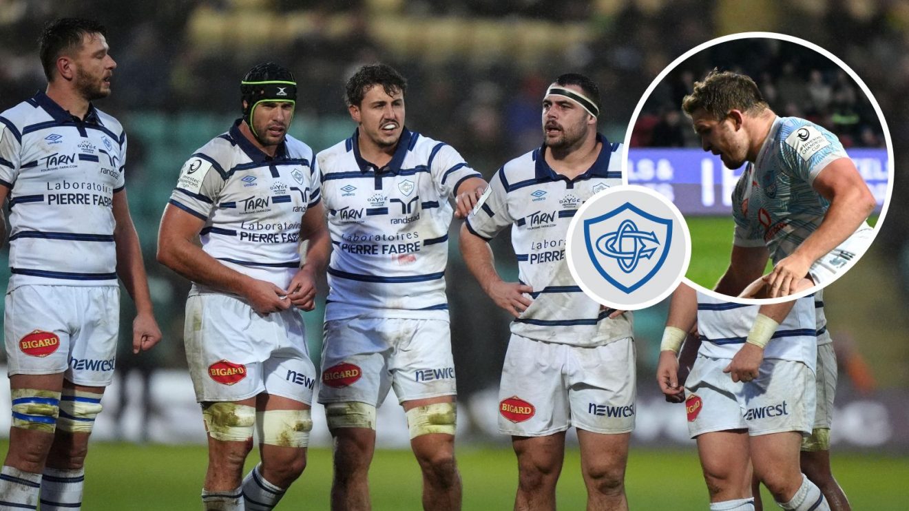 Castres players in the Champions Cup clash with Northampton Saints with an indent of Jan-Hendrick Wessels