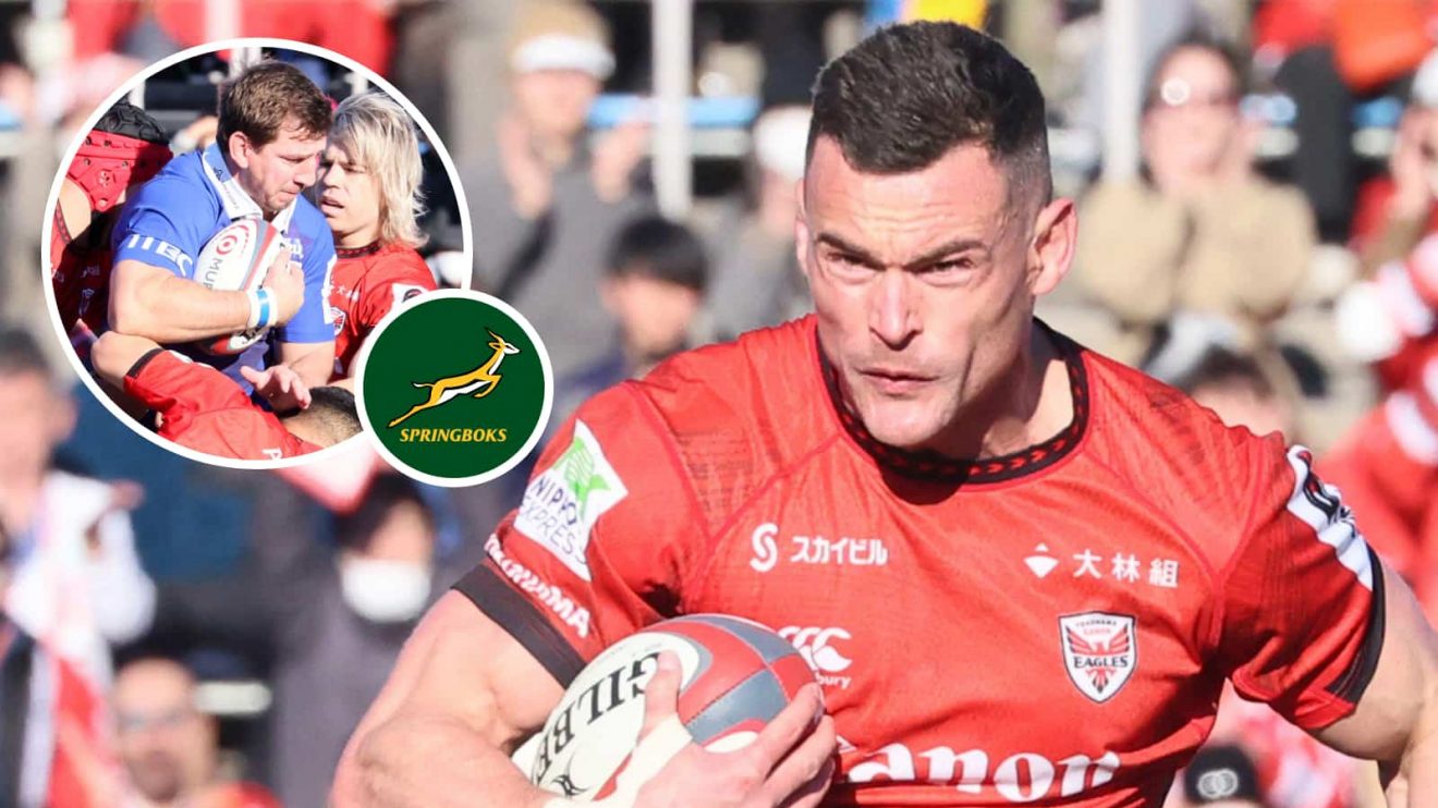 Springboks and Canon Eagles centre Jesse Kriel and an insert of Kwagga Smith and Faf de Klerk.
