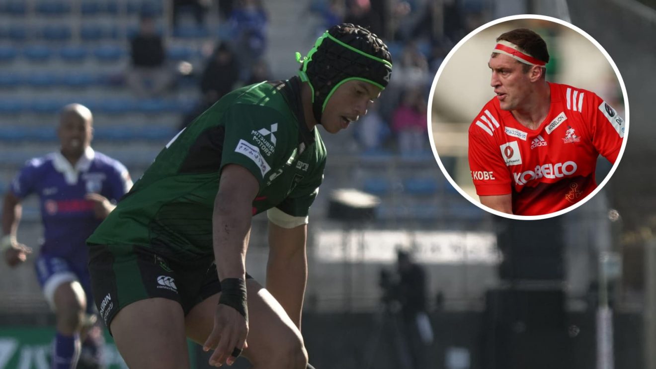 Springboks winger Kurt-Lee Arendse and an insert of ex-All Blacks lock Brodie Retallick.