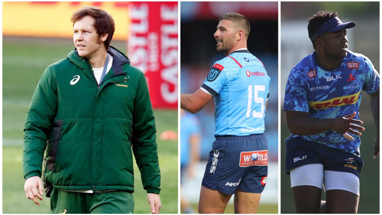 split images of Nico Janse van Rensburg, Bulls fullback Willie Le Roux and Stormers back Wandisile Simelane