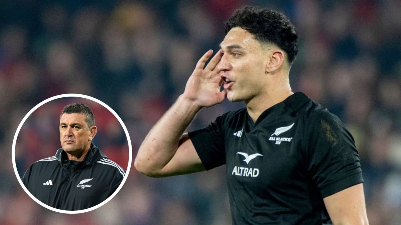 All Blacks and Chiefs back Shaun Stevenson and an insert of Clayton McMillan.