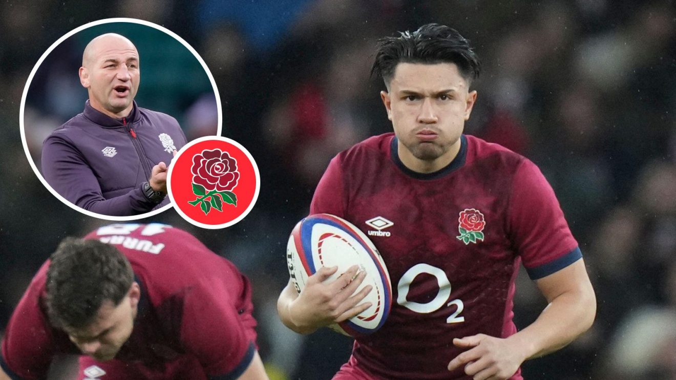 A two layerd image of Marcus Smith and an indent of Steve Borthwick