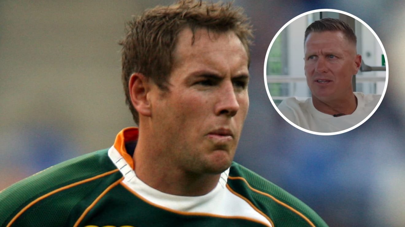 Ex-Springboks fly-half Butch James and an insert of former centre Jean de Villiers.