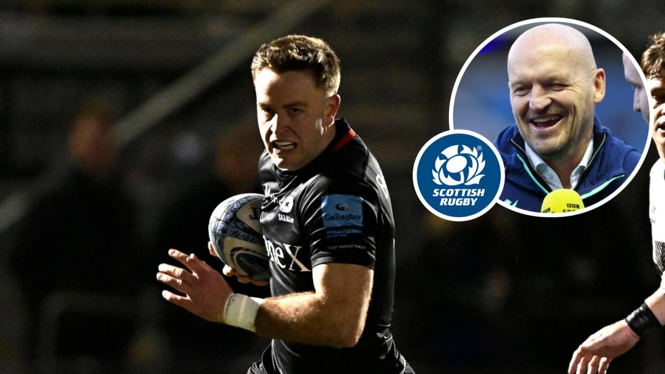 Saracens fly-half Fergus Burke and an insert of Scotland head coach Gregor Townsend