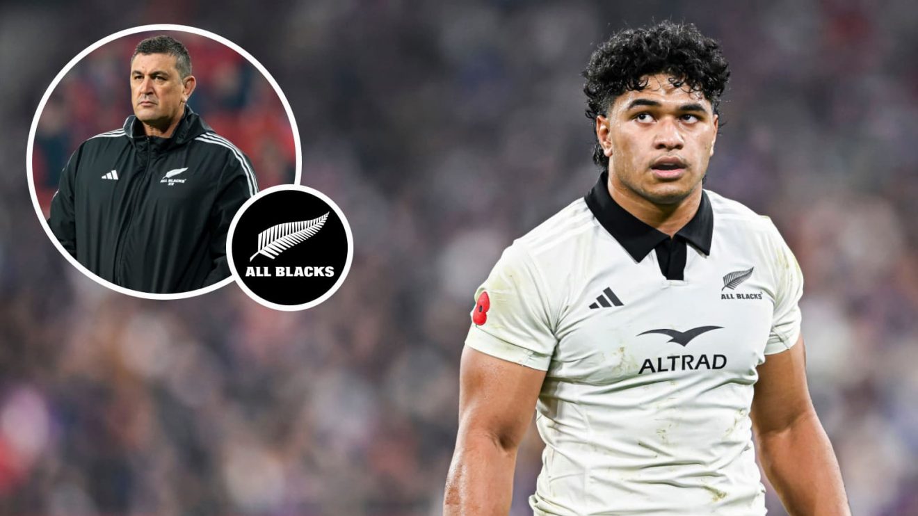 All Blacks back-row Wallace Sititi and Chiefs head coach Clayton McMillan (inset).