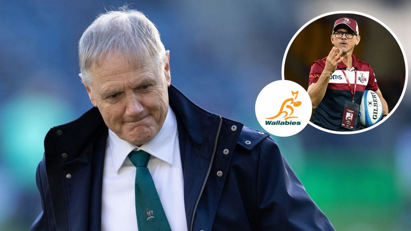 Wallabies head coach Joe Schmidt and Reds boss Les Kiss (inset).
