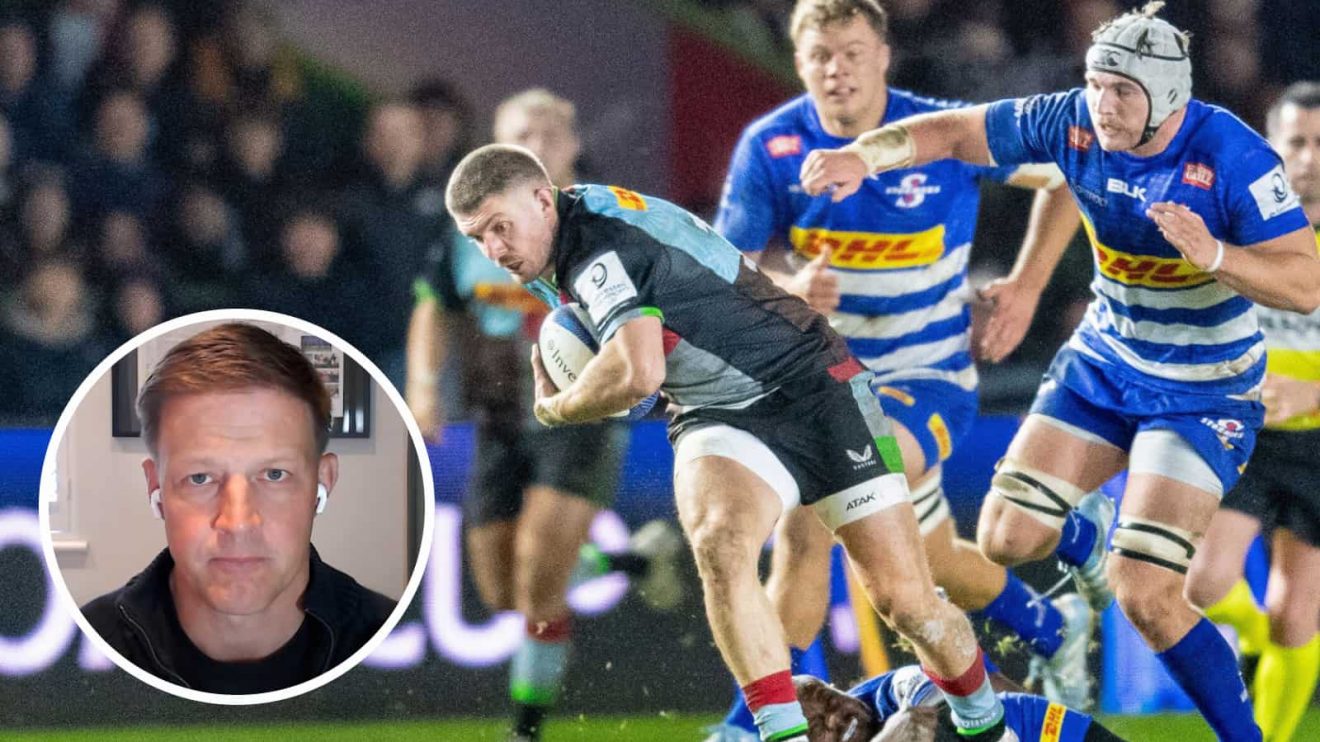 A weakened Stormers team losing to Harlequins in the Champions Cup and ex-Springboks captain Bob Skinstad (inset).
