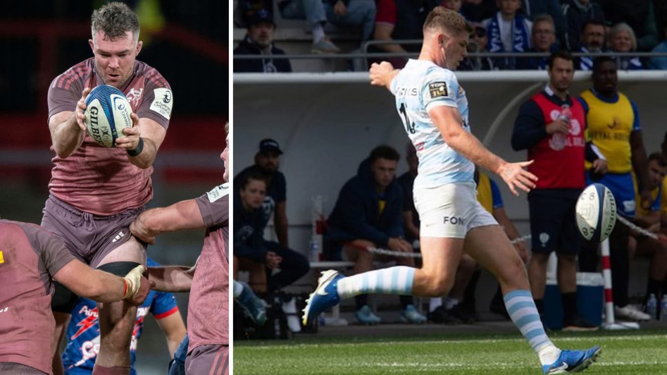 Munster back-row Peter O'Mahony and Racing 92 fly-half Owen Farrell.