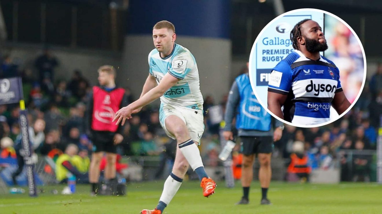 Bath fly-half Finn Russell and an insert of Beno Obano.
