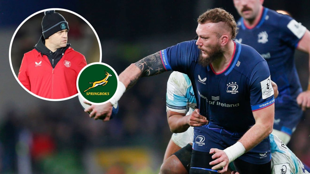 Springboks star RG Snyman and Bath head of rugby Johann van Graan (inset).