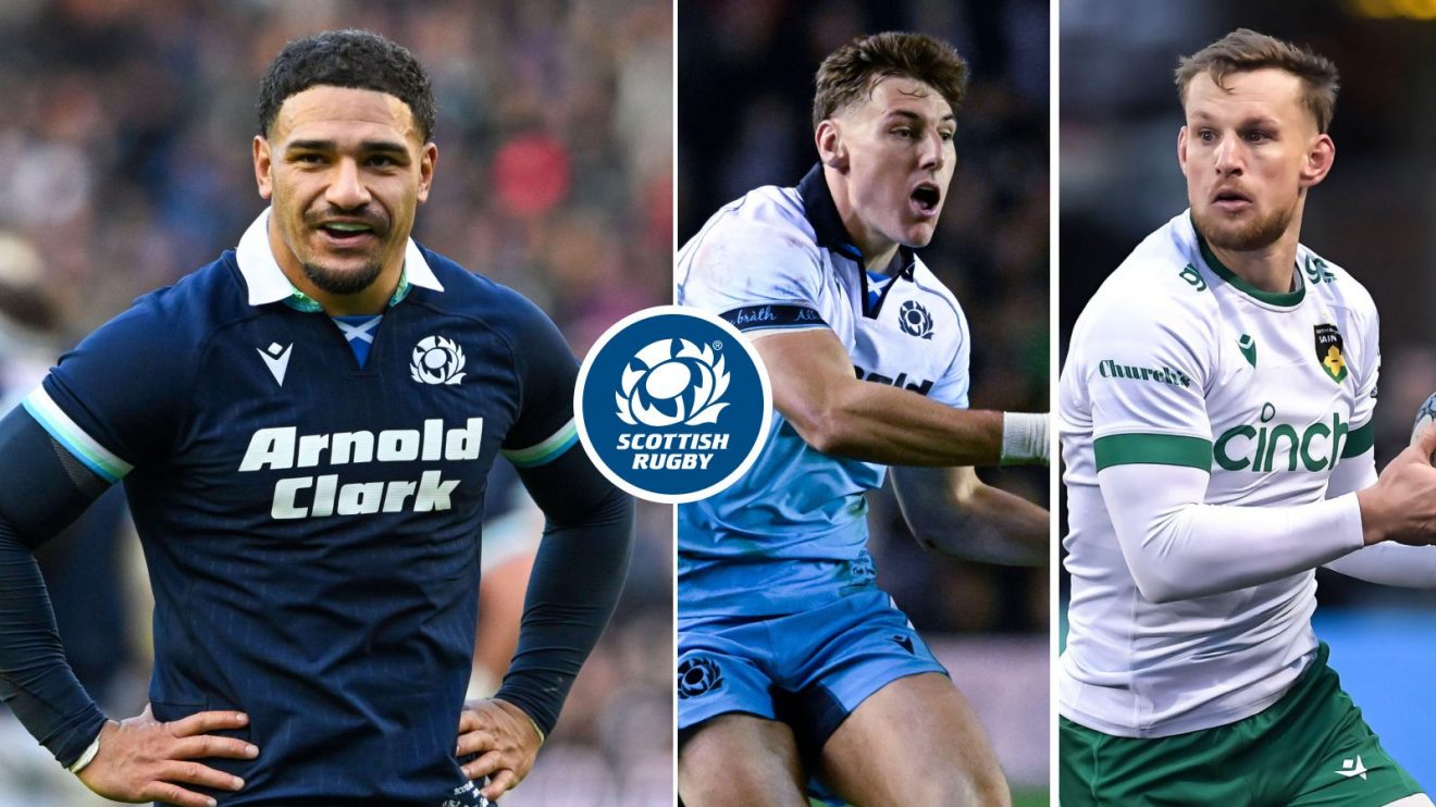 A three pannelled image of Sione Tuipulotu, Tom Jordan and Rory Hutchinson.
