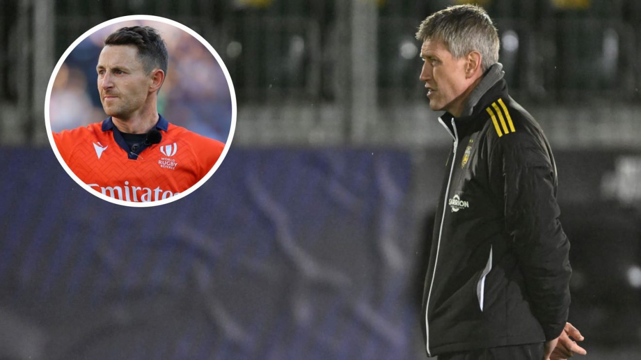 La Rochelle head coach Ronan O'Gara and Test referee Paul Williams (inset).