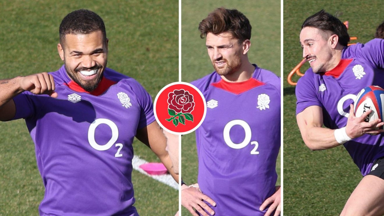 A three pannell image of Ollie Lawrence, Henry Slade and Cadan Murley