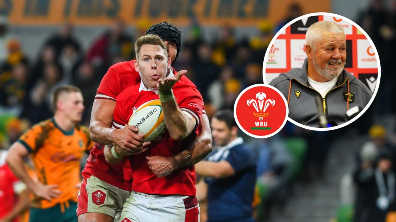 Wales fullback Liam Williams and an insert of head coach Warren Gatland.