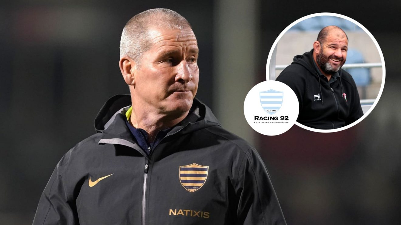 Racing 92 head coach Stuart Lancaster and an insert of Patrice Collazo.