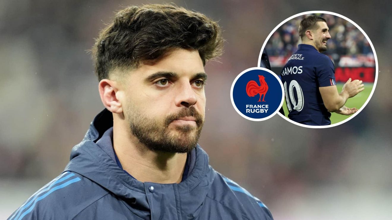 France fly-half Romain Ntamack and an insert of Thomas Ramos.