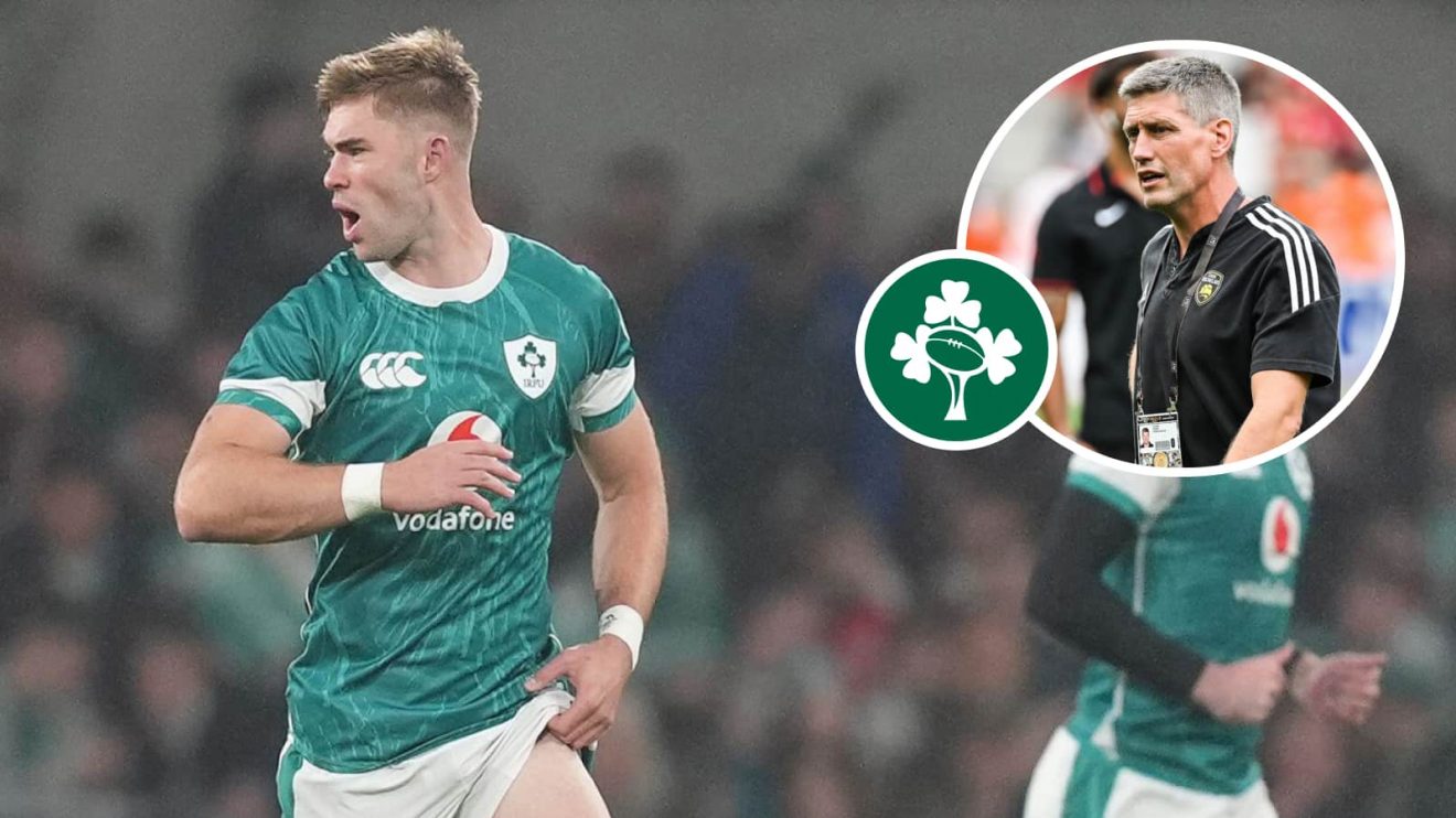 Ireland fly-half Jack Crowley and former Test playmaker Ronan O'Gara (inset).