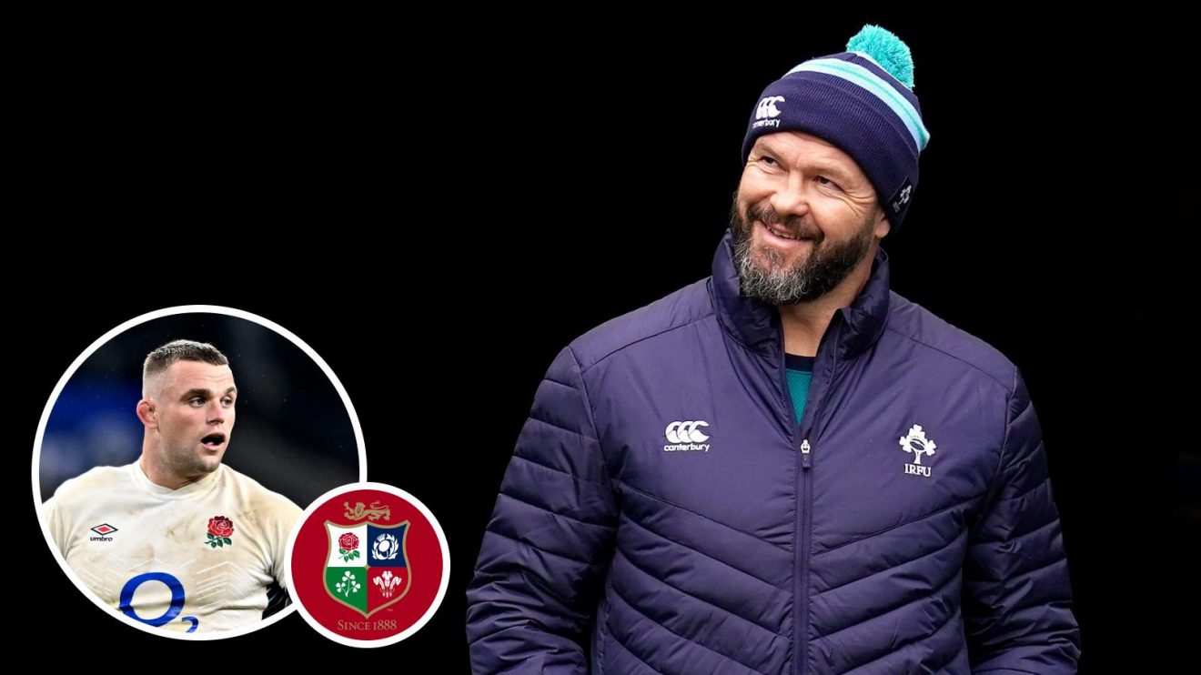 A two layered image of Andy Farrell and Ben Earl