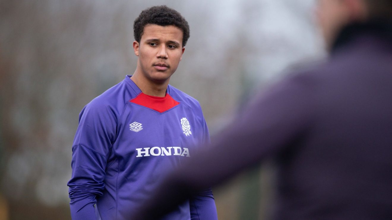 A picture of Northampton Saints man Aiden Ainsworth-Cave in England U20s training in 2025