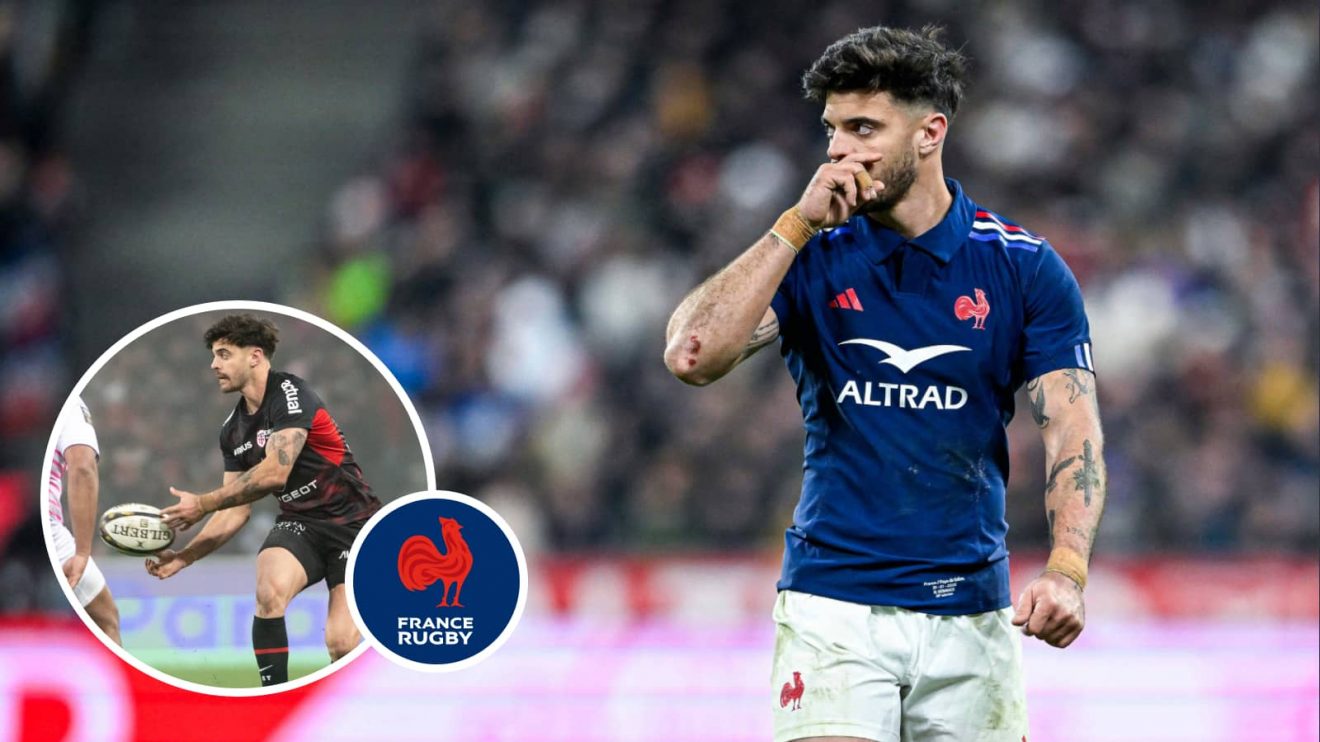 Romain Ntamack in action for France against Wales in the Six Nations, and for Toulouse in the Top 14 (inset).