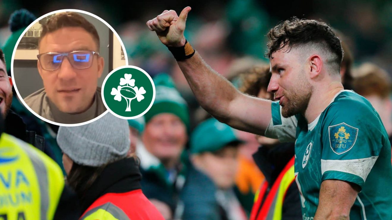 Ireland star Hugo Keenan after 2025 Six Nations win and former playmaker Ian Madigan (inset).