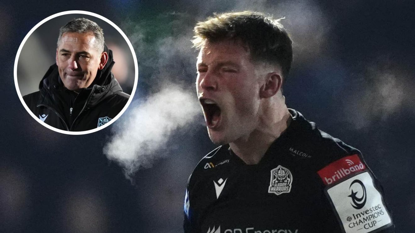 Glasgow Warriors scrum-half George Horne and an insert of head coach Franco Smith.