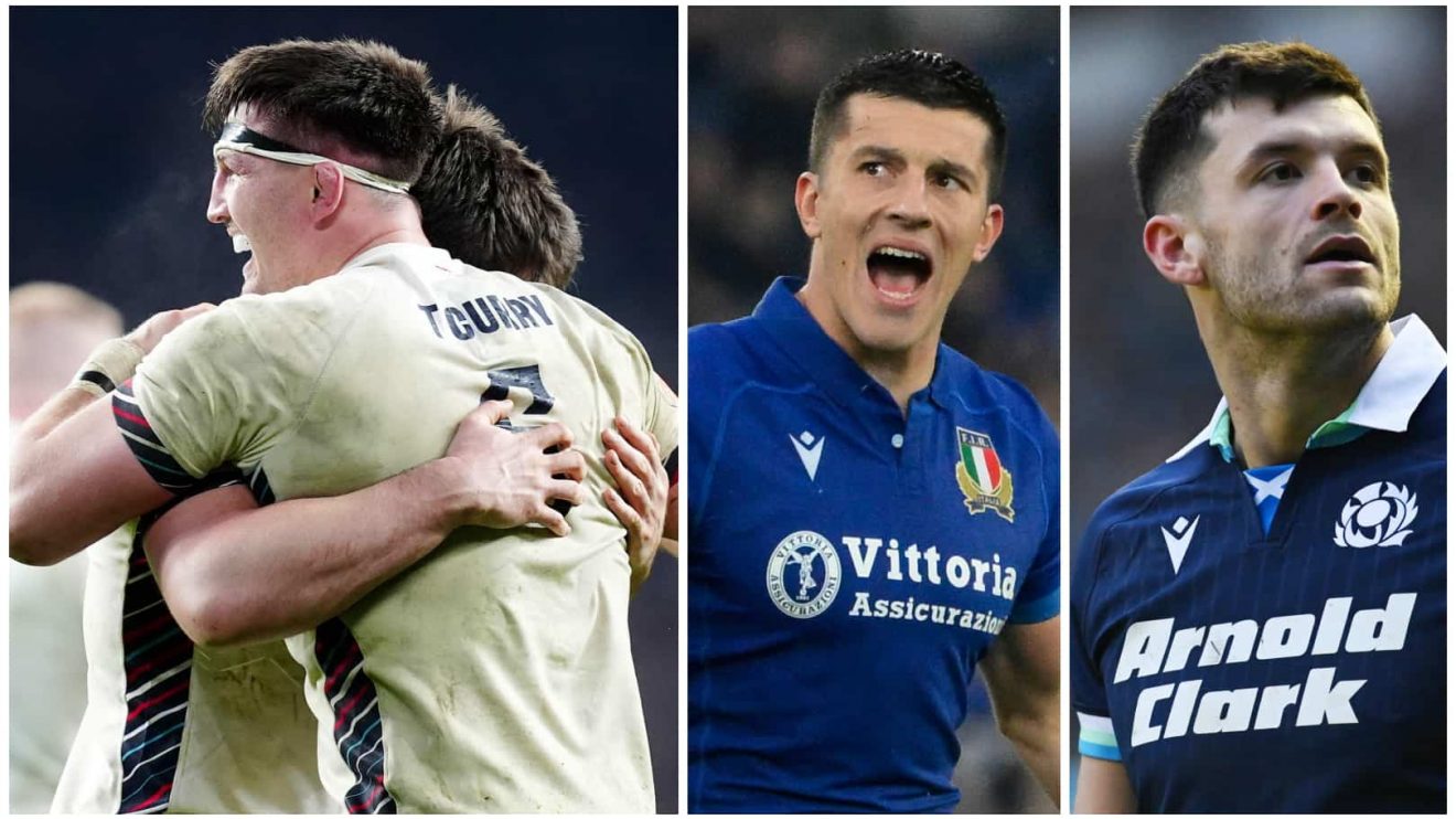 England flanker Tom Curry, Italy's Tommaso Allan and Scotland's Blair Kinghorn.