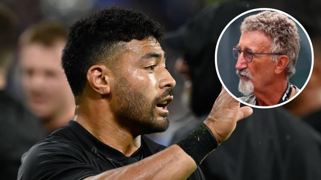 All Blacks fly-half Richie Mounga and an insert of London Irish owner Eddie Jordan.
