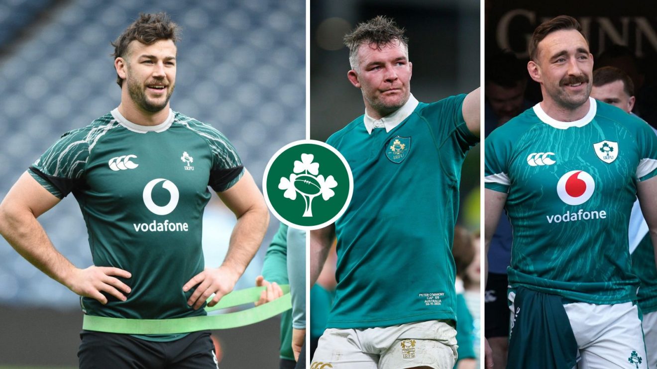 A three pannell image of Caelan Doris, Peter O'Mahony and Jack Conan