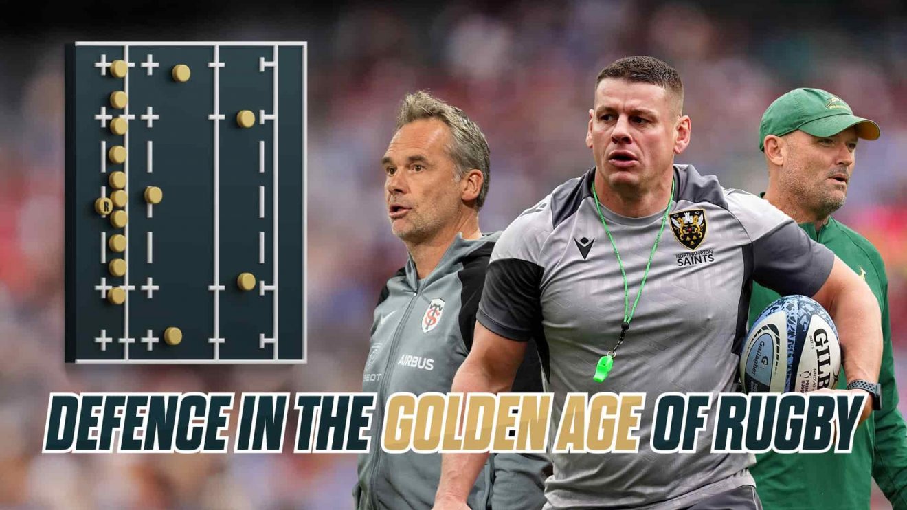 Toulouse boss Ugo Mola and defence coaches Jacques Nienaber (Leinster) and Lee Radford (Northampton Saints).