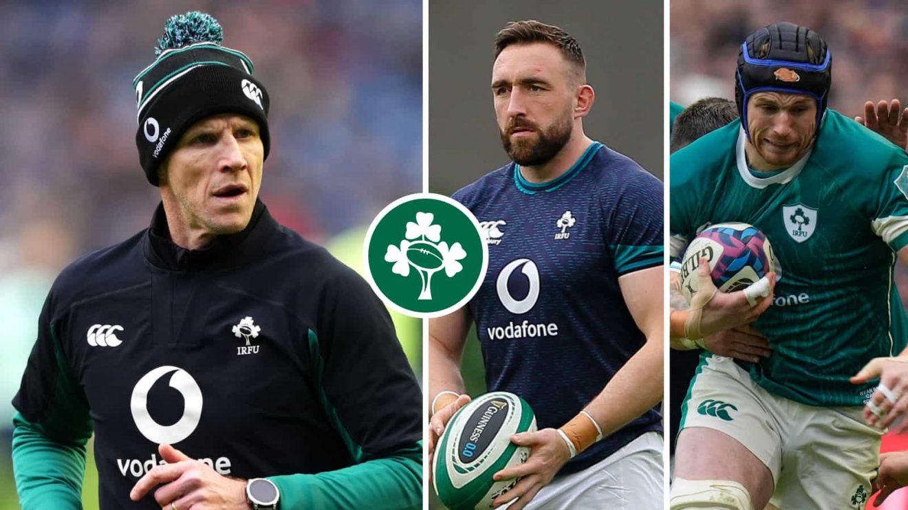 Ireland interim head coach Simon Easterby, number eight Jack Conan and flanker Ryan Baird.